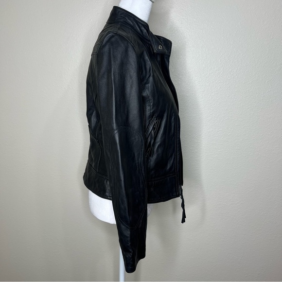 Street Legal Black Leather Full Zip Tassel Motorcycle Racer Biker Jacket Sz S - Picture 8 of 11